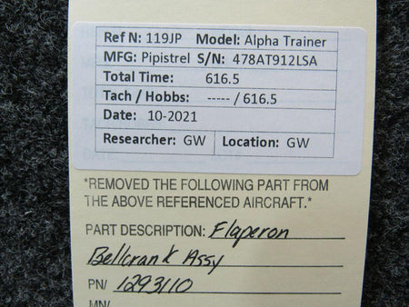 1293110 Pipistrel LSA Alpha Trainer Flaperon Bellcrank Assembly BAS Part Sales | Airplane Parts