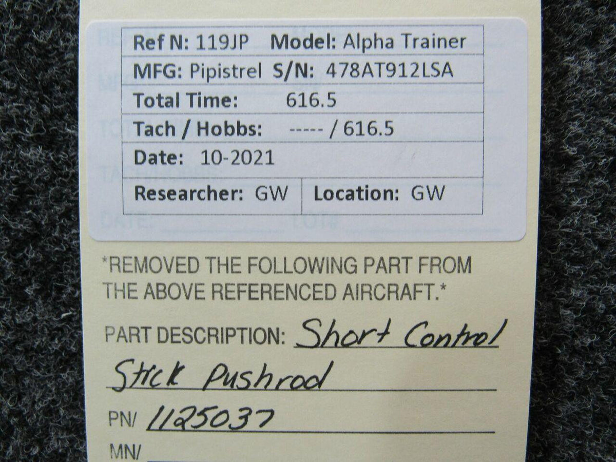 Pipistrel 1125036 Pipistrel LSA Alpha Trainer Short Control Stick Push Rod
