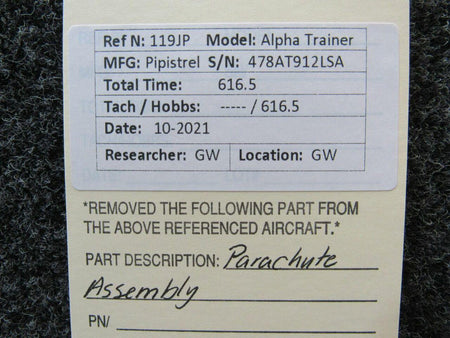 Pipistrel LSA Alpha Trainer Parachute Assembly