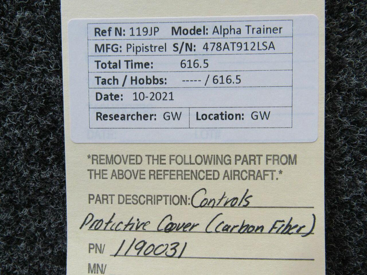 Pipistrel 1190031 Pipistrel LSA Alpha Trainer Controls Protective Cover Carbon Fiber