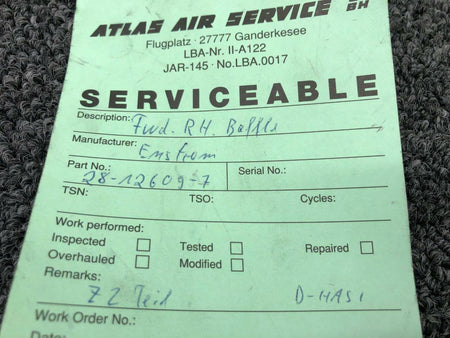 Enstrom 28-12609-7 Enstrom Engine Baffle Forward RH W/ Serviceable Tag SA
