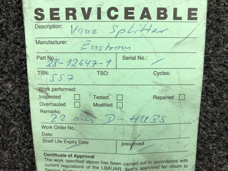 Enstrom 28-12647-1 Enstrom Engine Vane Splitter W/ Serviceable Tag SA