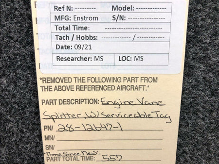 Enstrom 28-12647-1 Enstrom Engine Vane Splitter W/ Serviceable Tag SA