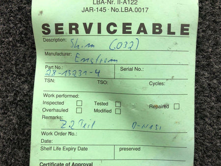 Enstrom 28-13231-4 Enstrom Rotor Shim 0.032 W/ Serviceable Tag SA