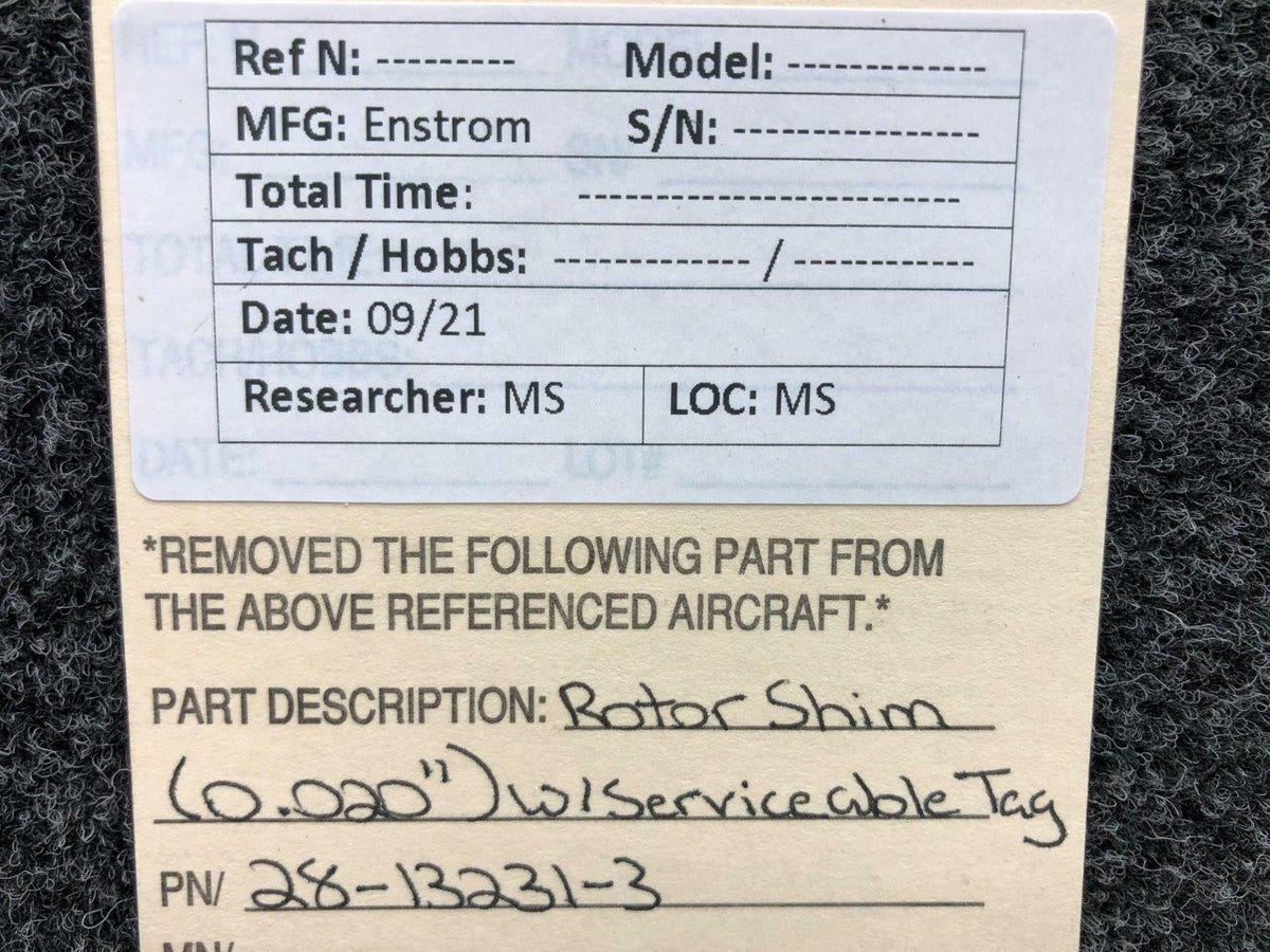 Enstrom 28-13231-3 Enstrom Rotor Shim 0.020 W/ Serviceable Tag SA