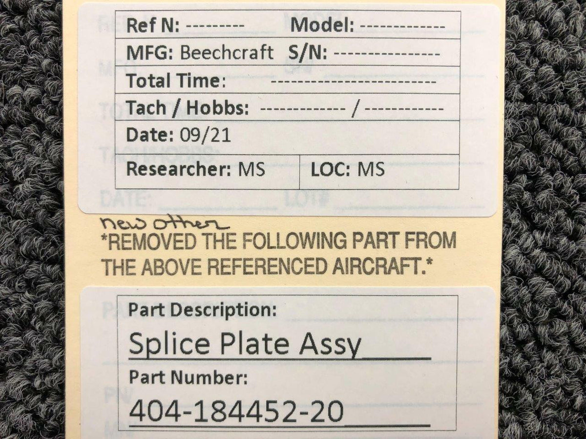Beechcraft 404-184452-20 Beechcraft Splice Plate Assembly NEW OLD STOCK SA