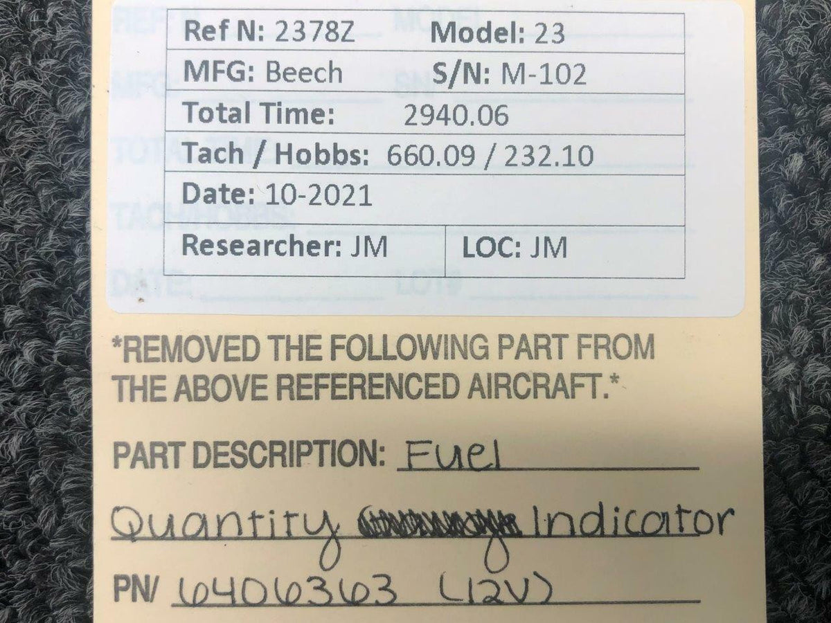 Beechcraft 6406363 Beechcraft 23 Engine Gauge Cluster Assembly Volts 12