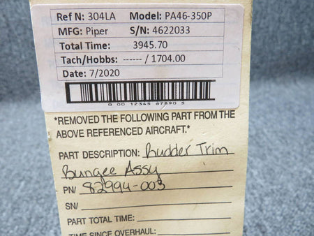 82994-003 Piper PA46-350P Rudder Trim Bungee Assy BAS Part Sales | Airplane Parts