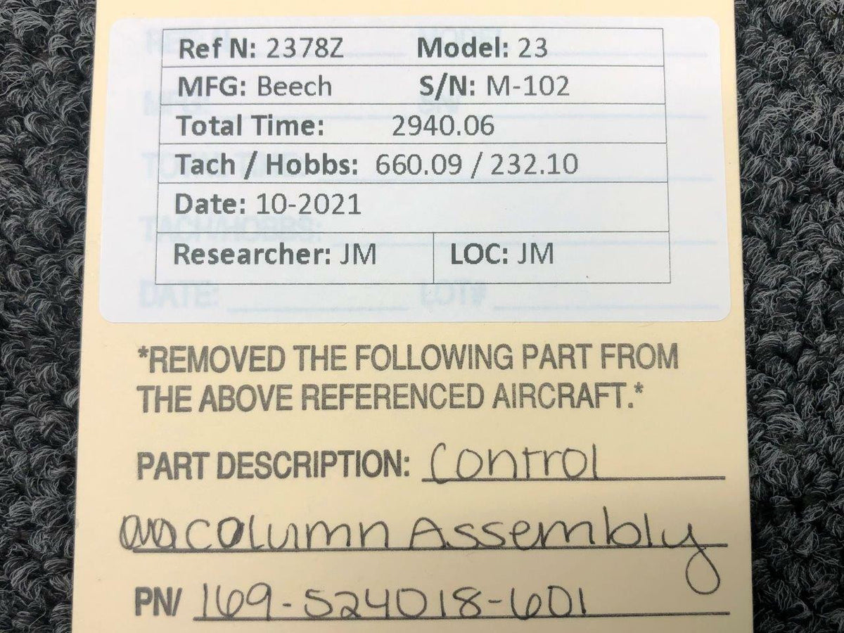 Beechcraft 169-524018-601 Beechcraft 23 Control Column Assembly