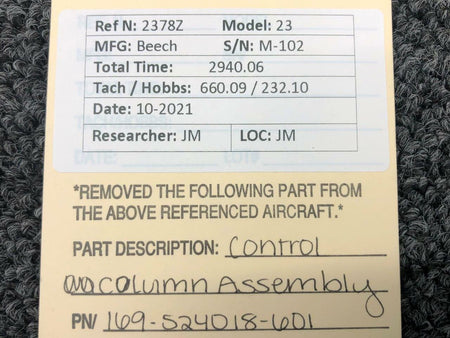 Beechcraft 169-524018-601 Beechcraft 23 Control Column Assembly
