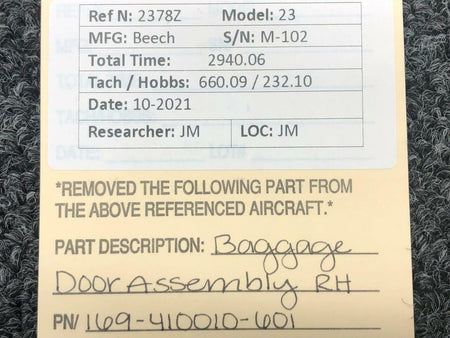 Beechcraft 169-410010-601 Beechcraft 23 Baggage Door Assembly RH