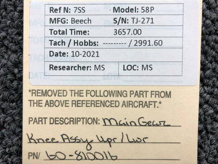 60-810016 Beechcraft 58P Main Gear Knee Assembly Upper / Lower BAS Part Sales | Airplane Parts