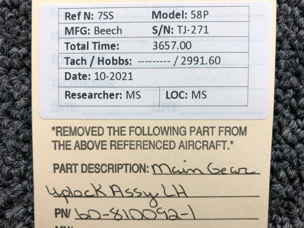 Beechcraft 60-810092-1 Beechcraft 58P Main Gear Uplock Assembly LH