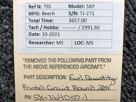 Beechcraft 58-364057-1 Beechcraft 58P Fuel Quantity Printed Circuit Board Volts 28