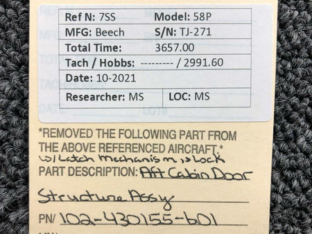 Beechcraft 102-430155-601 Beechcraft 58P Aft Cabin Door Structure Assembly