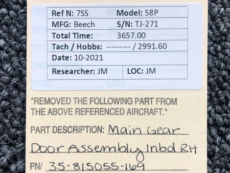 Beechcraft 35-815055-169 Beechcraft 58P Main Gear Door Inboard Assembly RH