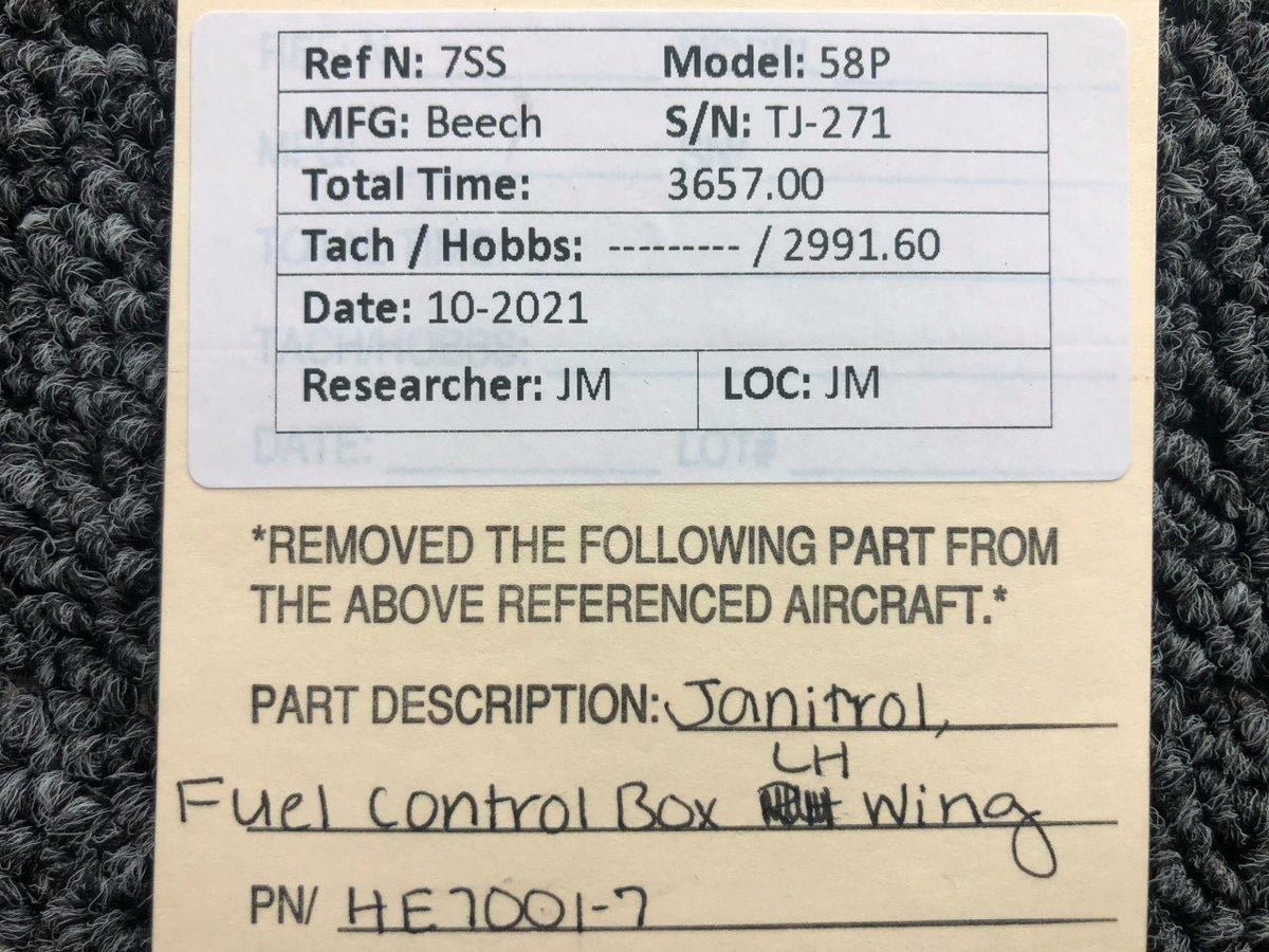 Janitrol HE7001-7 Beechcraft 58P Janitrol Fuel Control Box LH Wing