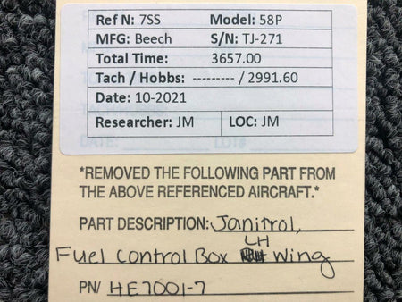 Janitrol HE7001-7 Beechcraft 58P Janitrol Fuel Control Box LH Wing
