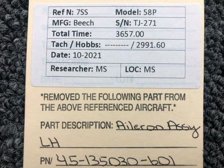 Beechcraft 45-135030-601 Beechcraft 58P Aileron Assembly LH