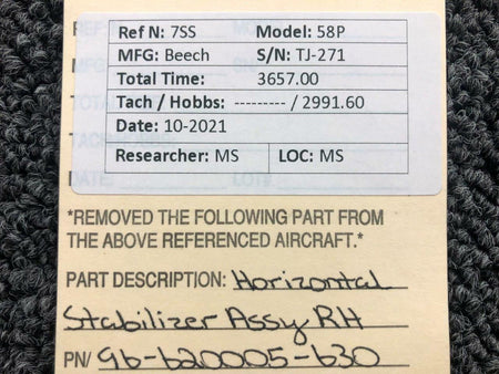 Beechcraft 96-620005-630 Beechcraft 58P Horizontal Stabilizer Assembly RH