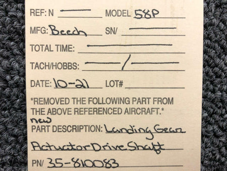 Beechcraft 35-810083 Beechcraft 58P Landing Gear Actuator Drive Shaft NEW OLD STOCKSA