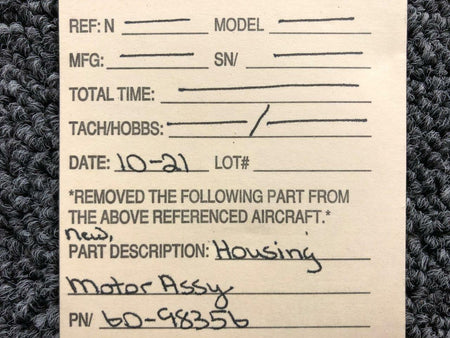 60-98356 Motor Housing Assembly (NEW OLD STOCK)(SA) BAS Part Sales | Airplane Parts