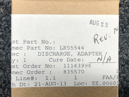 Lear Romec LR55544 Lear Romec Discharge Adapter NEW OLD STOCK SA