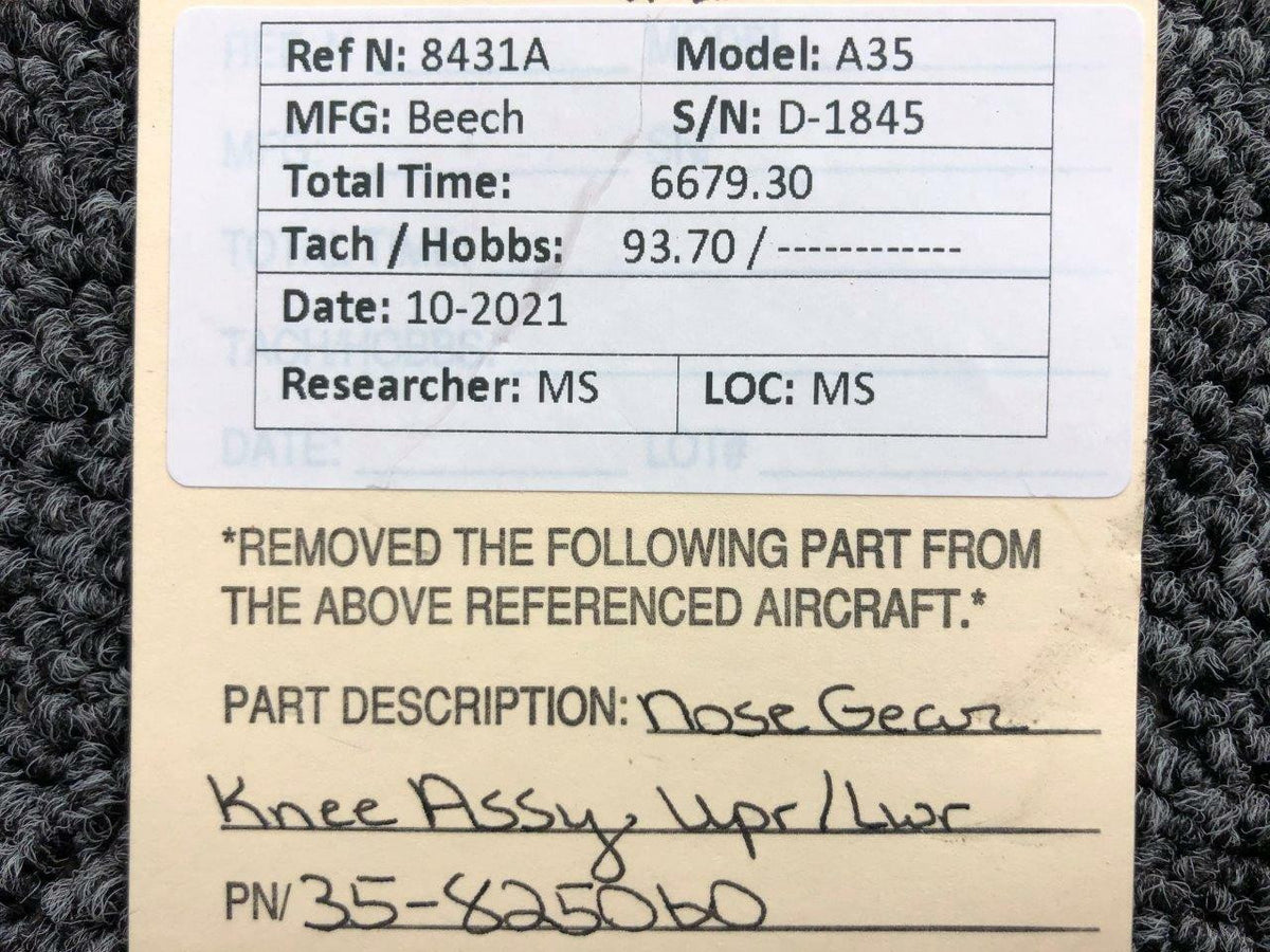 35-825060 Beechcraft A35 Nose Gear Torque Knee Assembly Upper / Lower BAS Part Sales | Airplane Parts