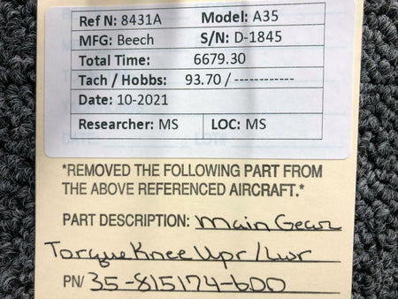 Beechcraft 35-815174-600 Beechcraft A35 Main Gear Torque Knee Assembly Upper / Lower