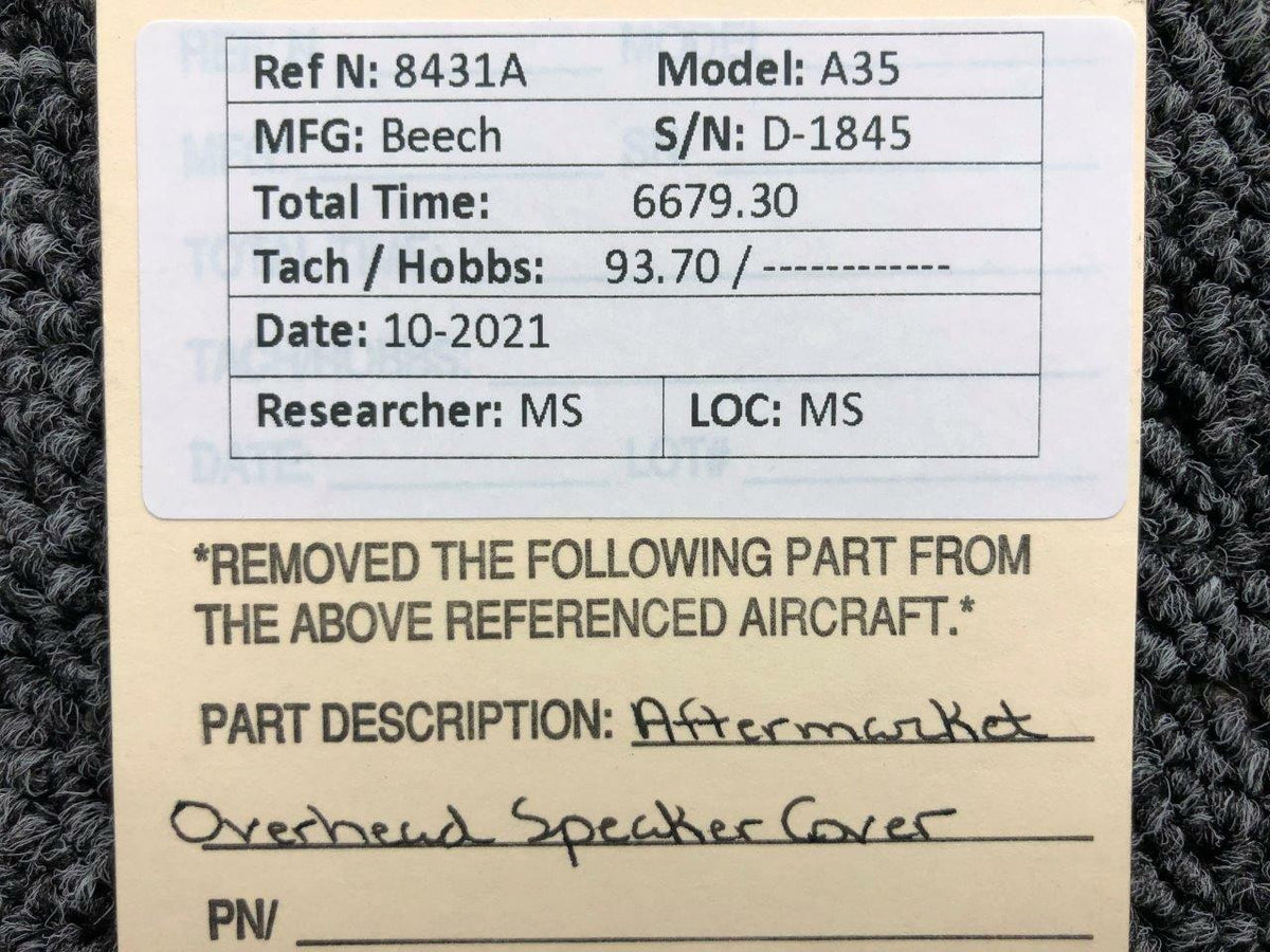 Beechcraft A35 Overhead Speaker Assembly W/ Hard Cover (Aftermarket) BAS Part Sales | Airplane Parts