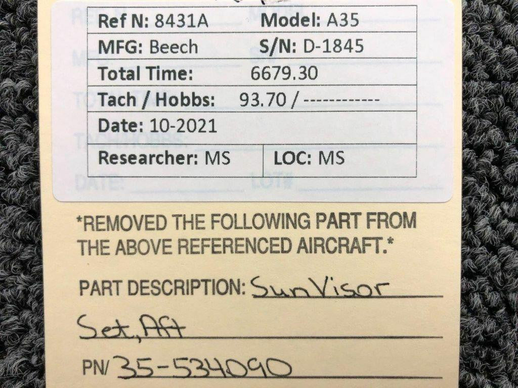 Beechcraft 35-534090 Beechcraft A35 Sun Visor Set Aft Windows