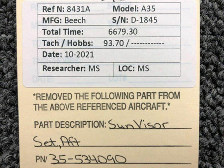 Beechcraft 35-534090 Beechcraft A35 Sun Visor Set Aft Windows