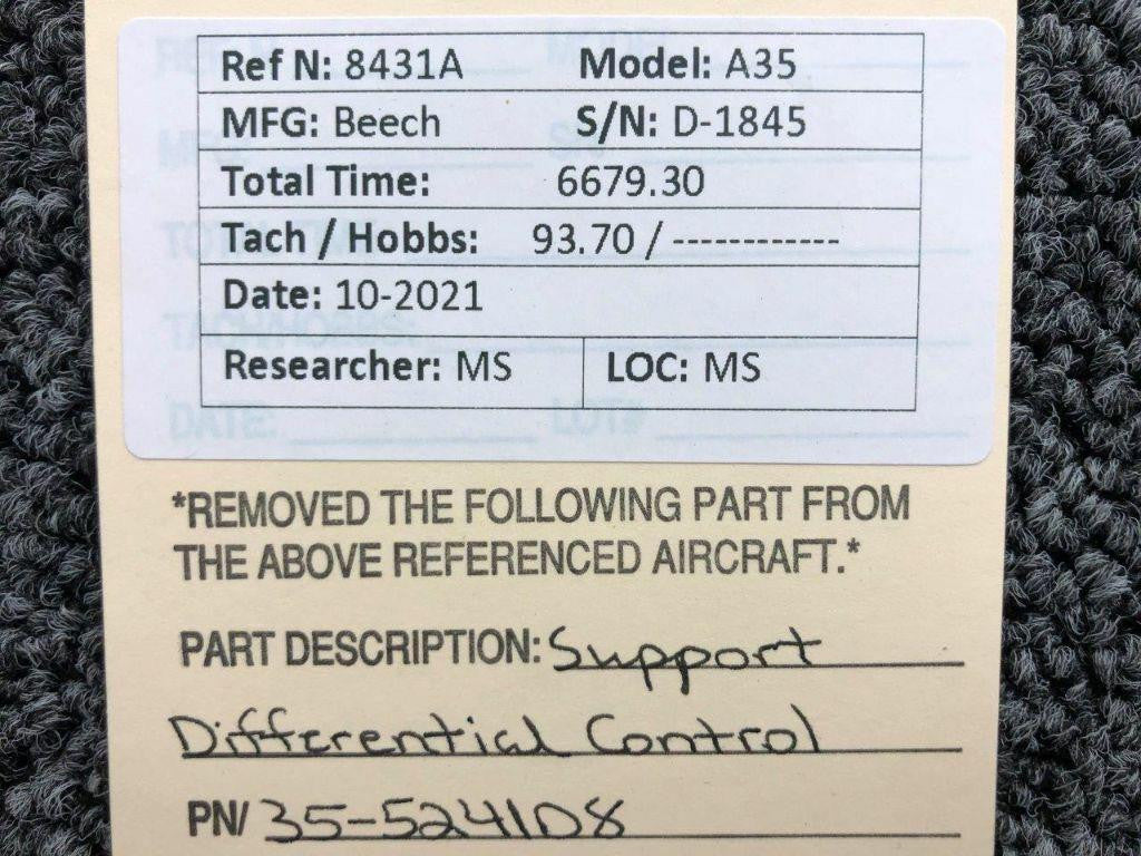 Beechcraft 35-524108 Beechcraft A35 Differential Control Support Assembly