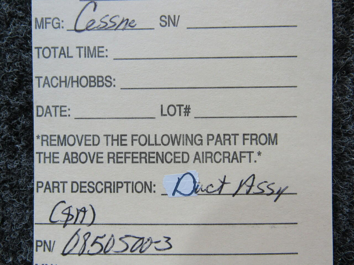 Cessna 0850500-3 Cessna Duct Assembly SA