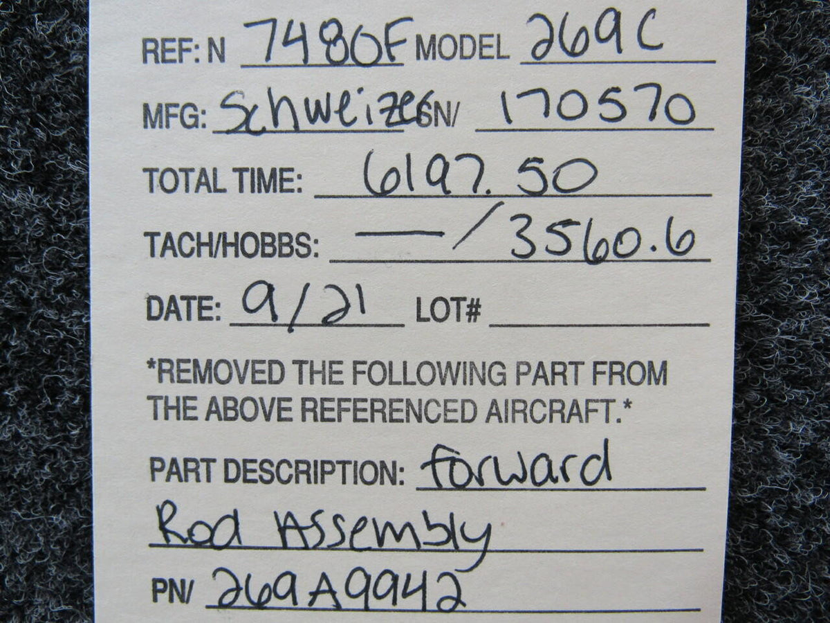 Schweizer 269A9942 Schweizer Flight Control Rod Assembly