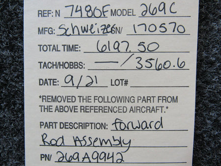 Schweizer 269A9942 Schweizer Flight Control Rod Assembly