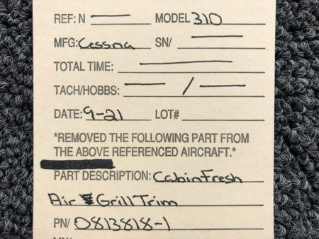 Cessna 0813818-1 Cessna 310 Cabin Fresh Air Grill Trim SA