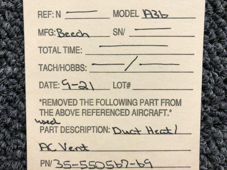 Beechcraft 35-550567-69 Beechcraft A36 Duct Heat / AC Vent SA