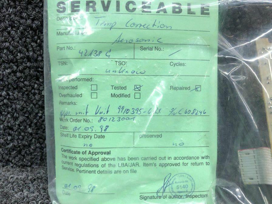 Aerosonic 42A38 Aerosonic Temperature Control Circuit Board W/ Service Tag SA