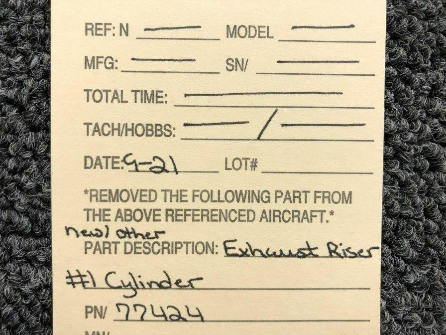 77424 Lycoming Exhaust Riser #1 Cylinder (NEW OLD STOCK) (SA) BAS Part Sales | Airplane Parts
