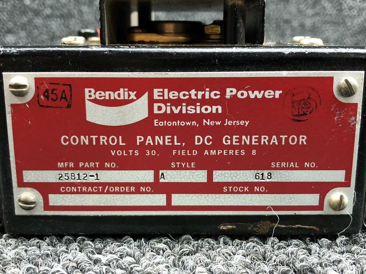25B12-1 (M/N: A) Bendix Control Panel DC Generator (Volts: 30, Amps: 8) (SA) BAS Part Sales | Airplane Parts