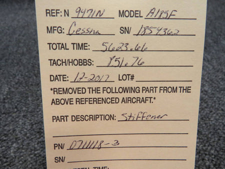 0711118-3 Cessna A185F Stiffener BAS Part Sales | Airplane Parts