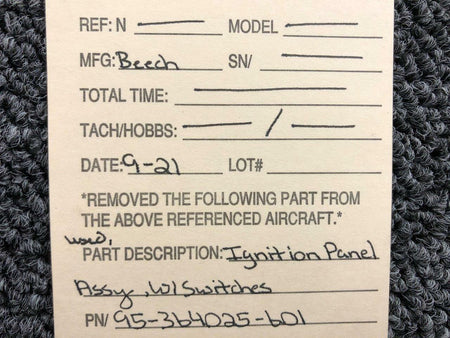 95-364025-601 Beechcraft Ignition Panel Assembly W/ Switches (SA) BAS Part Sales | Airplane Parts