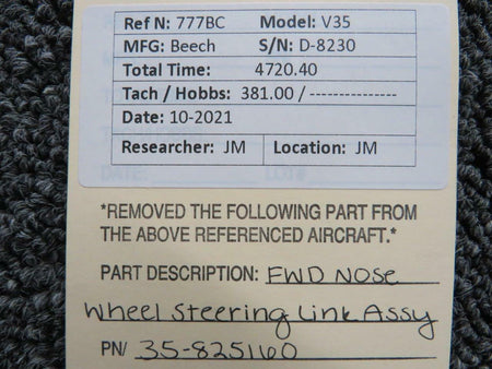 Beechcraft 35-825160 Beechcraft V35 Nose Wheel Steering Link Forward Assembly