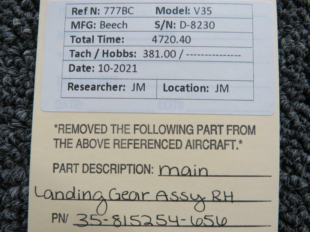 Beechcraft 35-815254-656 Beechcraft V35 Main Landing Gear Assembly RH
