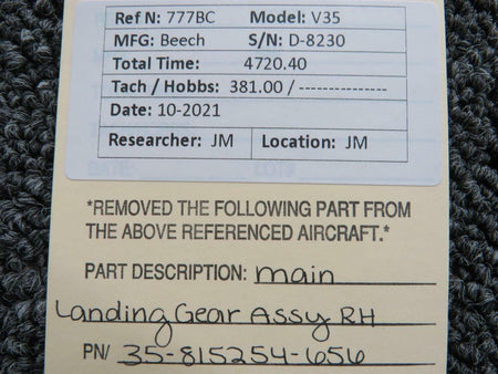Beechcraft 35-815254-656 Beechcraft V35 Main Landing Gear Assembly RH