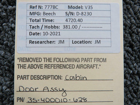 Beechcraft 35-400010-628 Beechcraft V35 Cabin Door Assembly