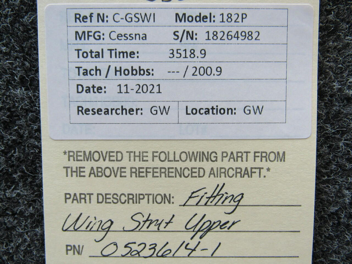 Cessna 0523614-1 Cessna 182P Fitting Wing Strut Upper Zinced