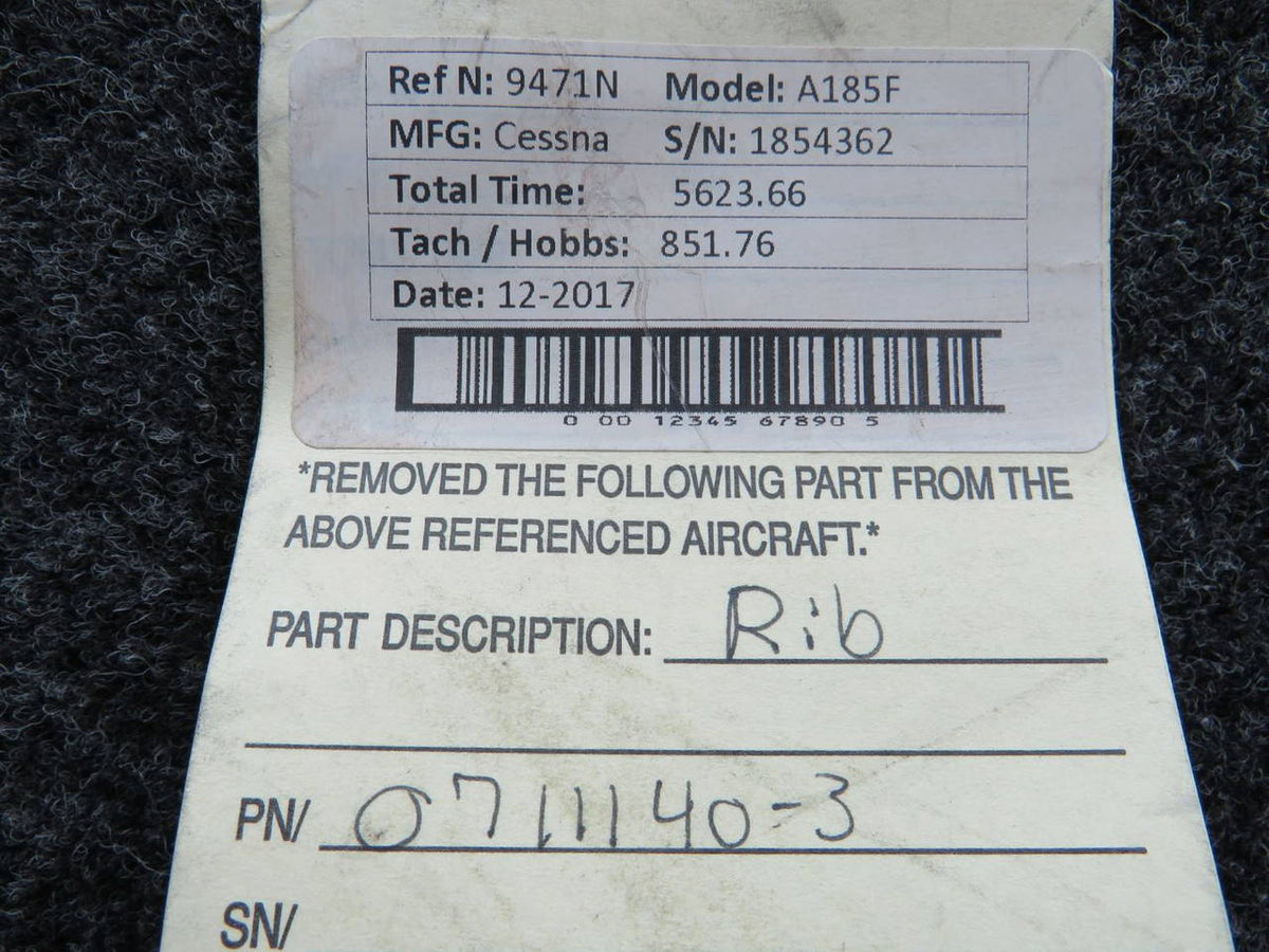 0711140-3 Cessna A185F Rib Assembly BAS Part Sales | Airplane Parts
