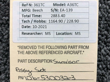 Beechcraft 106-530032-3 Beechcraft A36TC Sun Visor Assembly Set LH / RH Interchangeable